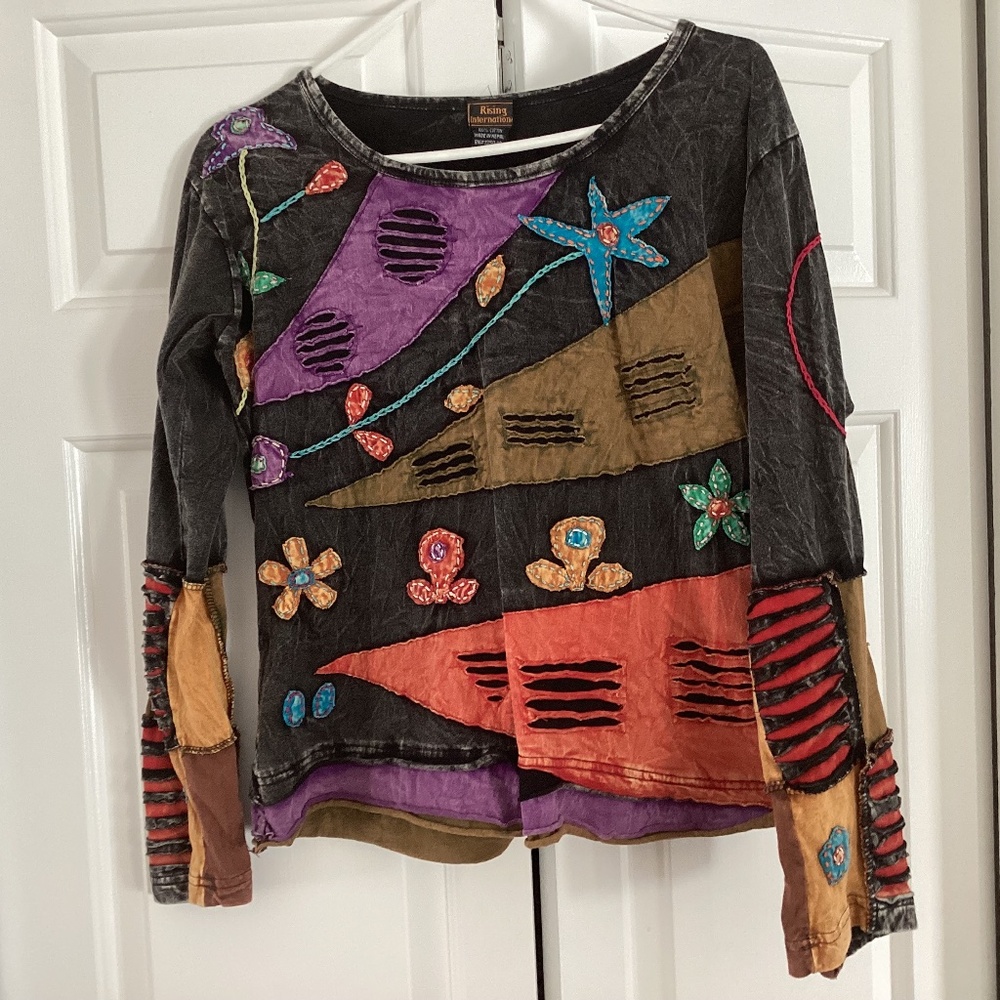Rising International Womans Long sleeved Patchwork top Nepal XL*